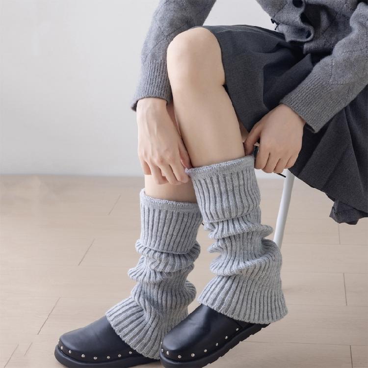 Solid Color Drawstring Leg Warmers for Women Girls Ribbed Knit Turn Cuff Boot Covers Socks for Ballet Dance Skating Yoga