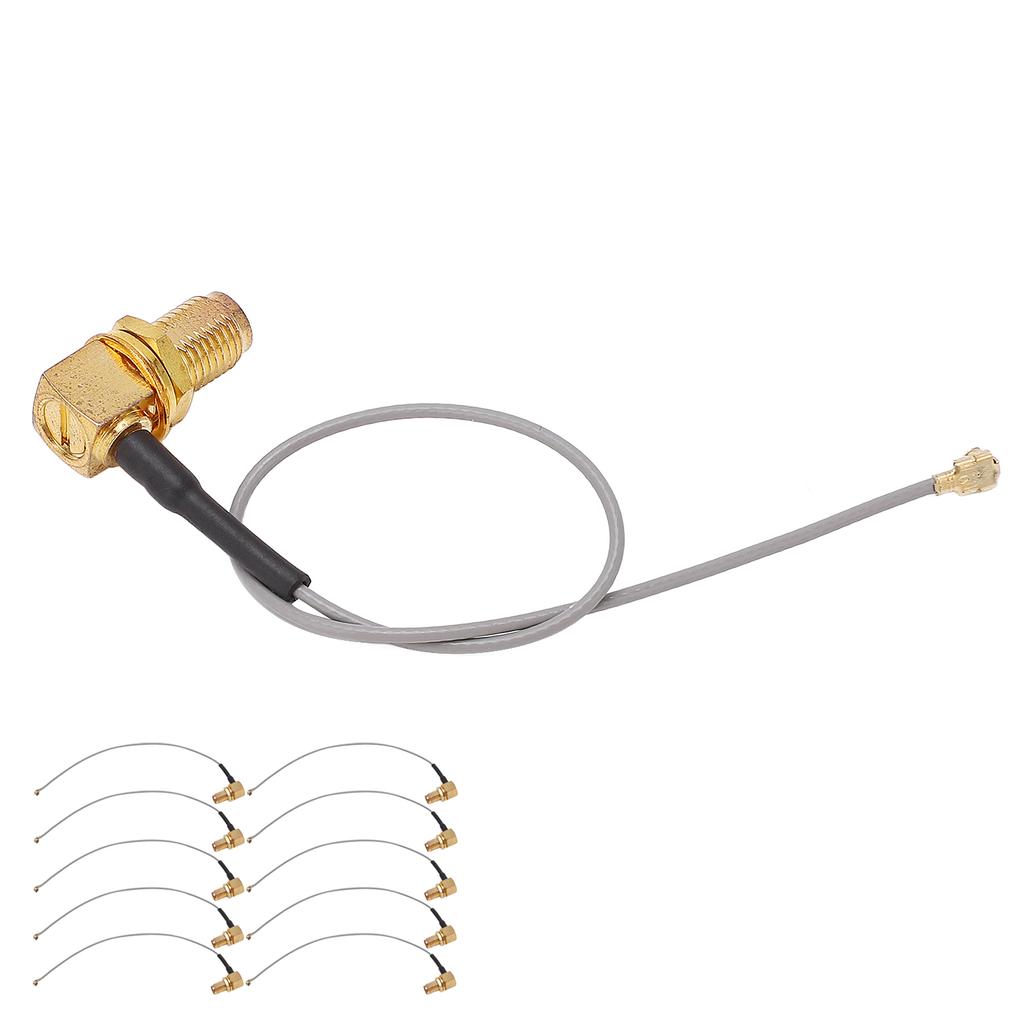 10Pcs RF Coaxial Cable Right Angle SMA Female Head to IPX Coax Line Connector Set Kit