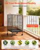 Bird Cage, 460 x 460 x 770 mm, Open Flat Top, Wrought Iron Bird Flight Cage with Perches, Slide-Out Tray and Plastic Feeders, Casters, for Parrot,