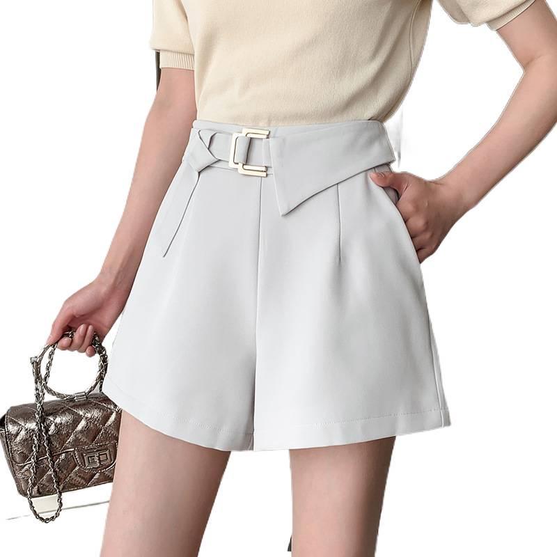 

2026 Women s Asymmetrical High-Waisted Wide-Leg Shorts with Metal Button - Casual Summer Style XL чёрный