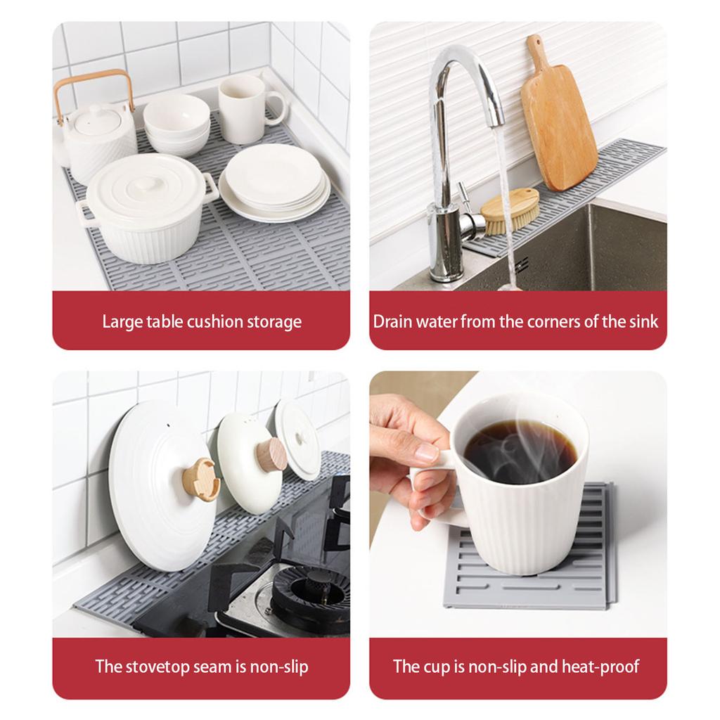 Silikon-Küchenmatte Multifunktionale wasserabsorbierende Oberfläche Spülmaschinenfest Trocknungsstation Zubehör