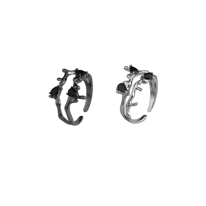 Layer Fashionable Double Ring With Unique Geometric Shape And Open Adjustable Style