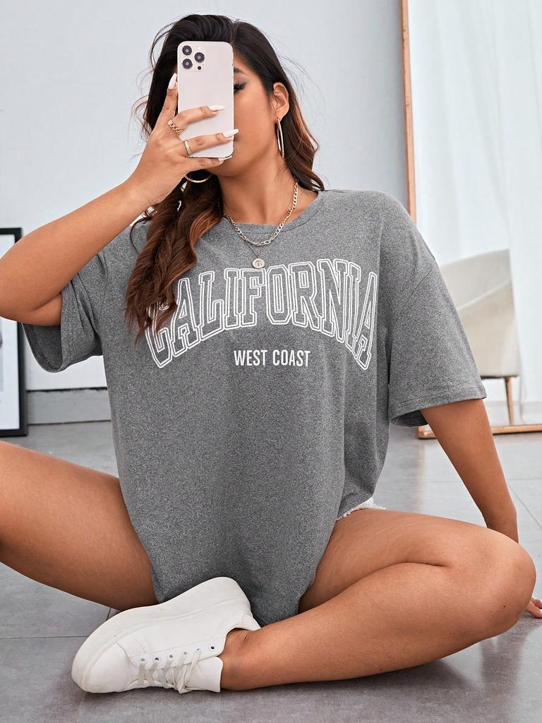 California Design Pattern Printed Tshirts Summer Fashion High Quality Short Sleeve Casual Sport Oneck Pullover Top
