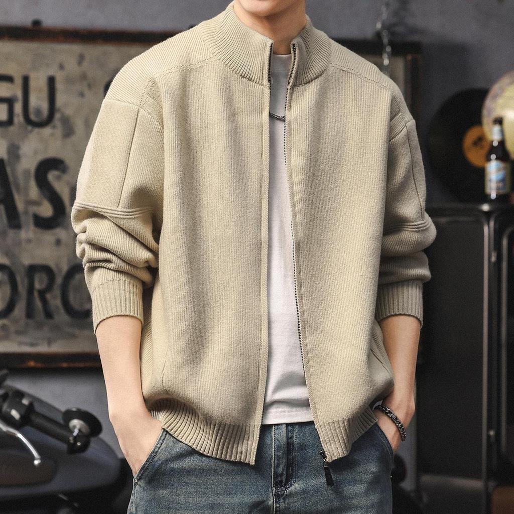 Men's Heavy-Duty Casual Zipper Knit Cardigan Sweater