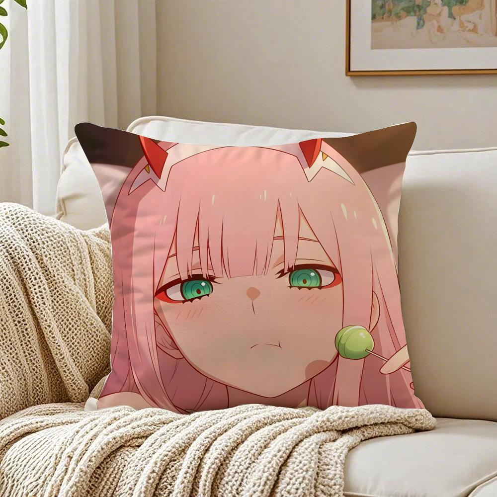 Anime Mecha 02 zero two DDARLING in the FFRANXX Cushion Cover Pillowcase Antidustmite living Room Sofa Decor Cushion Room