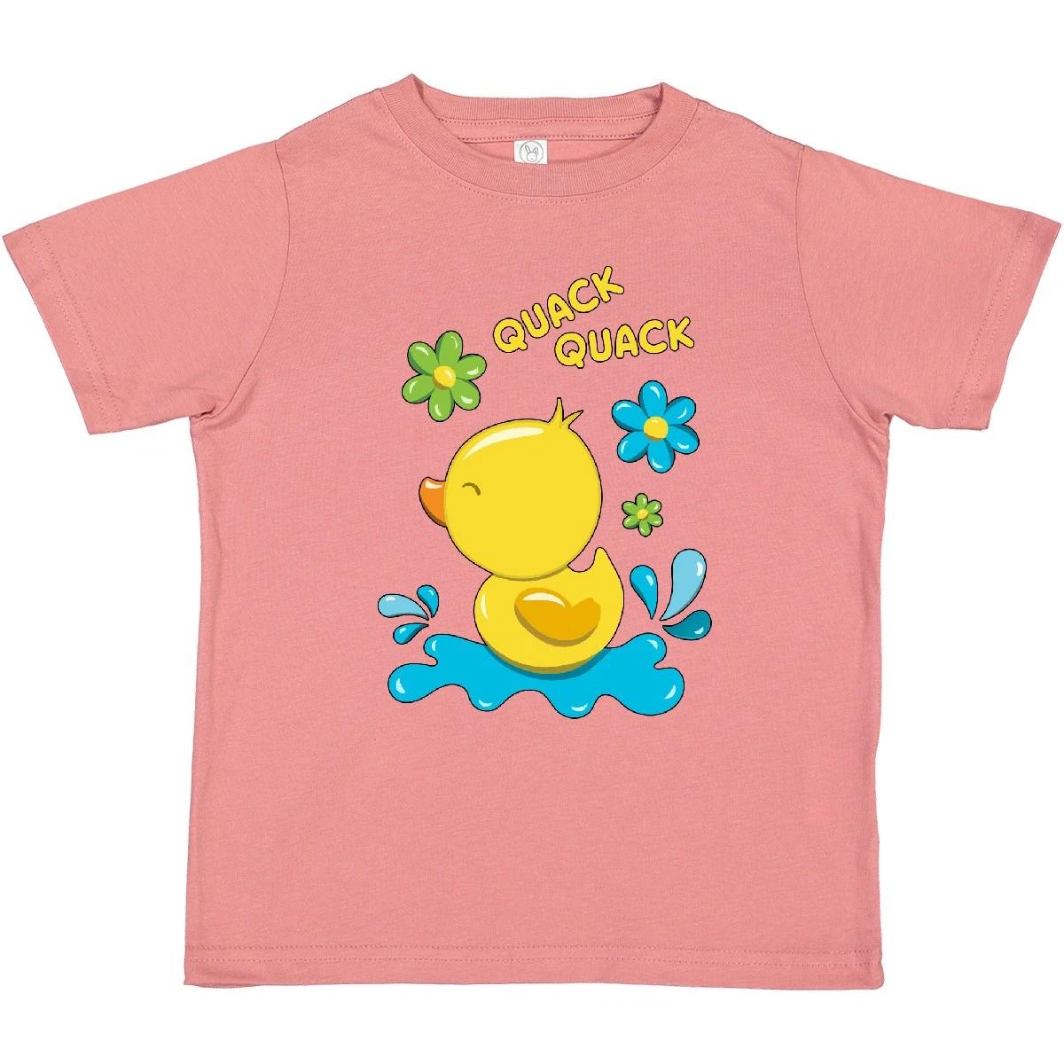 Inktastic Quack Quack Cute Duckling With Flowers Toddler T-Shirt Animals Duck 130