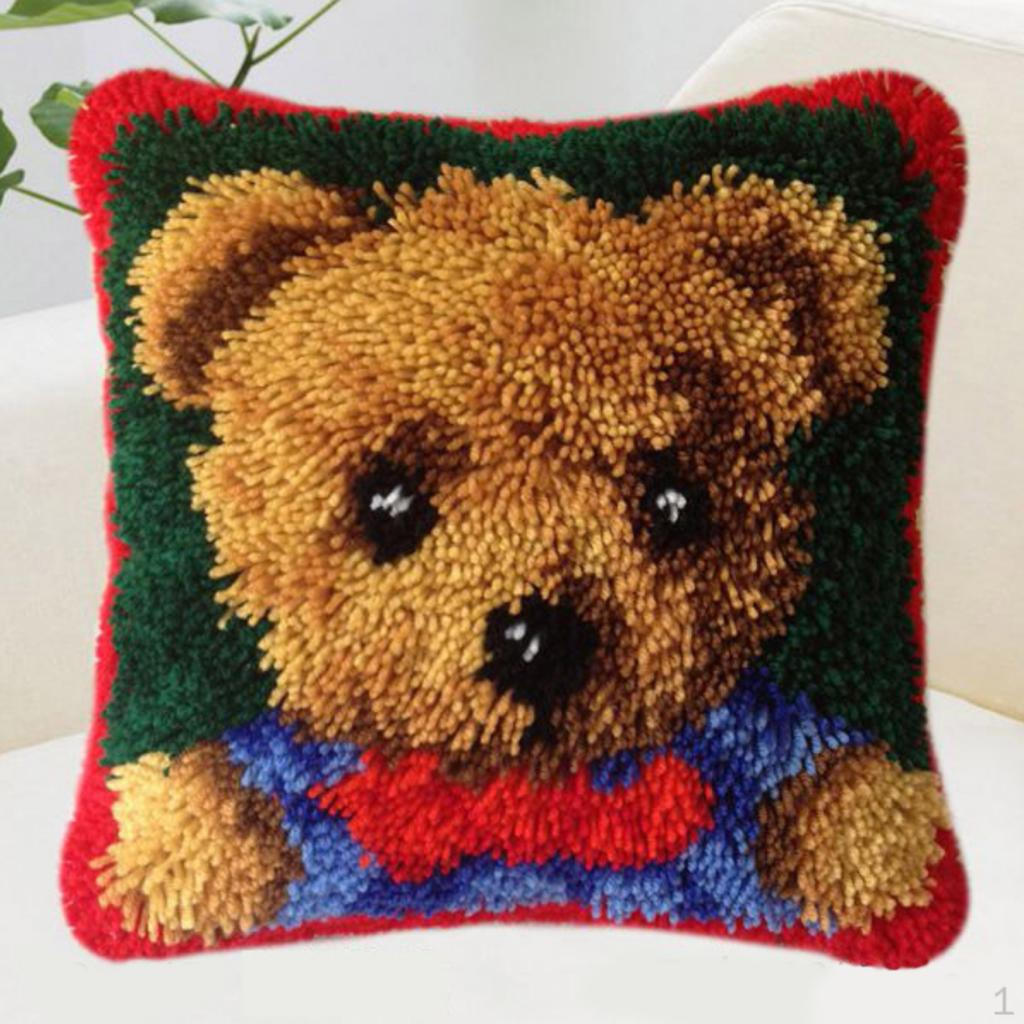 Animal Pattern Latch Hook Kit Embroidery Cushion Cover / Pillow Case 40x40cm ZD517