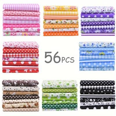 56Pcs 10"x10" Quilting Cotton Fabric Squares Sheets Pre-Cut Multi-Color Design Printed Floral Craft Fabric for DIY Sewing Scrapbooking Quilting Craft