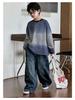 Felpa con maniche lunghe, girocollo, tie-dye a righe per ragazzi - Moda Autunno 2025