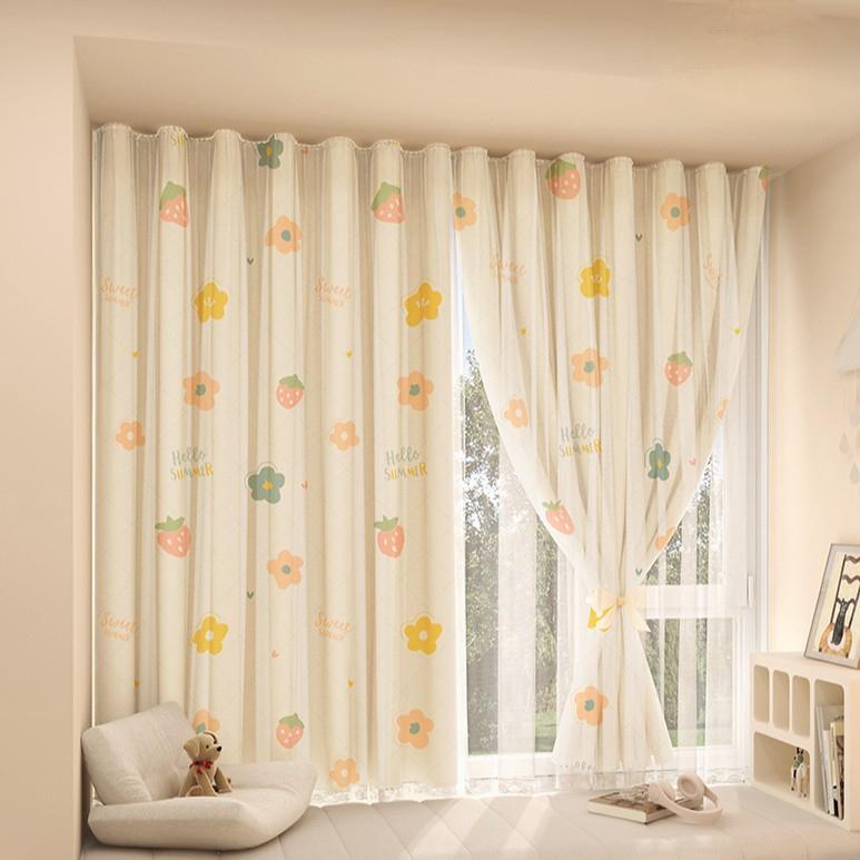 Printed Curtains with Magic Tape, Cartoon Fabric Door Curtains, Partition Curtains, Toilet and Bedroom No-Drill Curtains