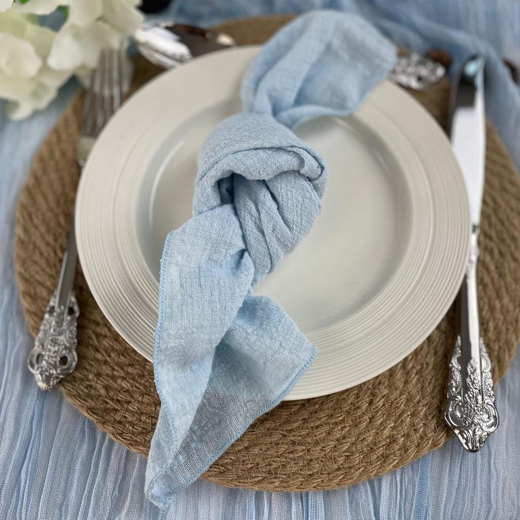 Set of 50 Gauze Cloth Napkins 40x40cm Sewn Edge 100% Cotton Fabric Crepe For Dinner Home Party Wedding Napkins Event Designing