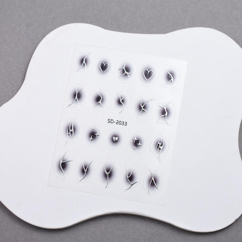 Thin & Durable Nail Stickers: Classic Silver Blush Gradient with Hearts & Stars Decals