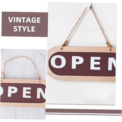 Business Decorative Double-Sided Wood Open Sign for Doorplate Practical Store Status Indicator