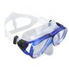 Diving Goggles with Nose Cover Wide View Anti Fog Tempered Glass Lens Silicone Snorkel Scuba Goggles Blue