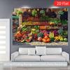 2D Old Town Grocery Backdrop, Fresh Market Scene Background for Farm-to-Table & Organic Events