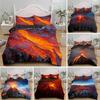 Top Volcano Duvet Cover Set King Size Disaster Pattern Red Yellow Comforter Cover Microfiber Lava Bedding Set