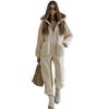 2025 Autumn/Winter Women's Hooded Plush Jumpsuit with Pockets