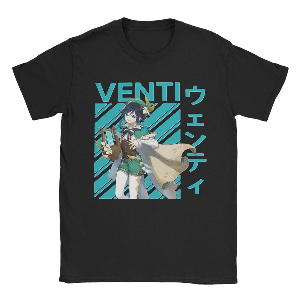 Vintage Genshin Impact Cartoon TShirts for Unisex Unisex Round Neck 100 Cotton T Shirts Gaming EleUnisext Tee Shirt Gift Idea Tops