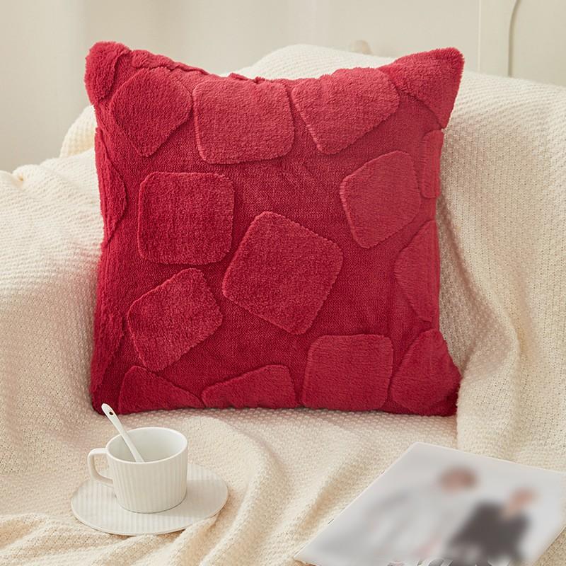 Faux Rabbit Fur Pillow Cover Super Soft Solid Color Cushion Cover Living Room Sofa Bedroom Plush Cushion Home Decoration 45x45cm pillowcase красный