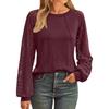 New Women's Long Sleeve Crew Neck T-shirt Lace Patchwork Top, European & American Style Casual Blouse for Crossborder