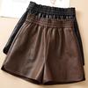 Women's PU Leather High-Waist A-Line Shorts: Casual Slimming Wide-Leg for Spring, Summer & Autumn