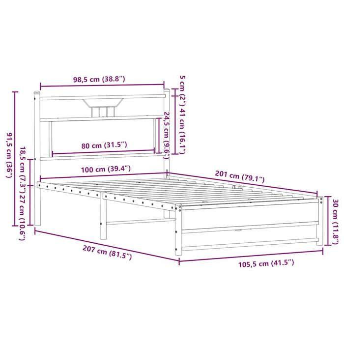 VidaXL Bed Frames Without Mattress Smoked Oak 100x200 Cm Engineered Wood 4106903