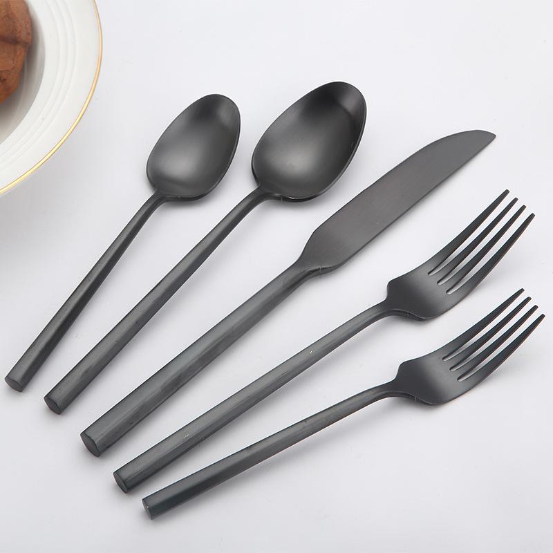 Set di posate di lusso oro nero da 5 pezzi Acciaio inossidabile 18/10 Posate Vintage Argenteria da Matrimonio Set di piatti e posate Lavabile in lavastoviglie