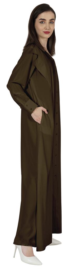 Bimba Abaya Islamic Prayer Dress With Hijab For Women's  Front Button Placket  Muslim