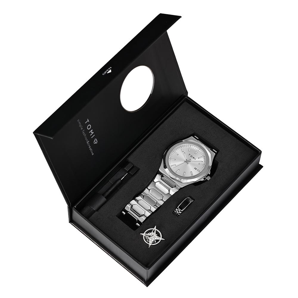 Luxury Business Men's Watch Gift Box Set High Quality Rose Gold Case Simple and Versatile Quartz Watch Relogio Masculino