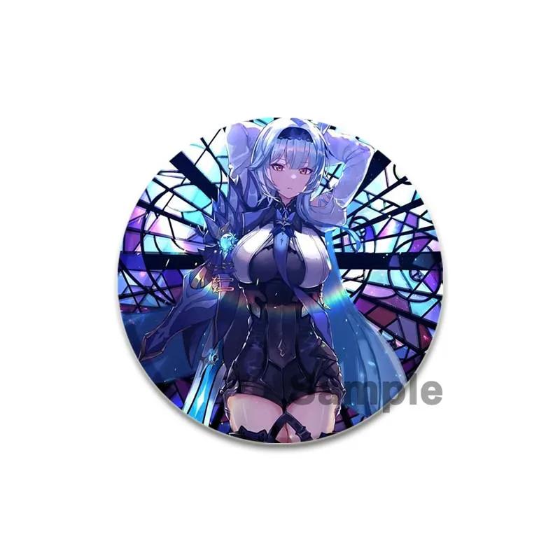 32/44/58mm Eula Badges Anime Genshin Impact Handmade Brooches Game Character Lapel Pins Creative Cartoon Figure Badge Accessories Gift