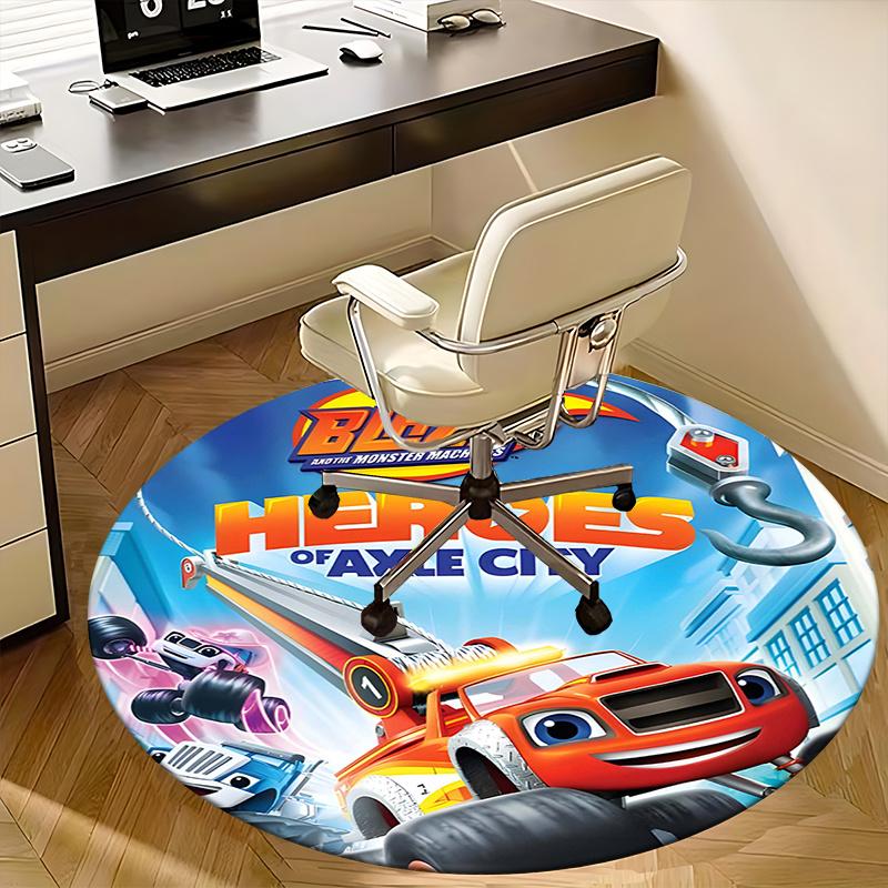 Blaze,Monster Machines Chair Mat Round Rug Office Carpet, Machine Washable, Non Slip, Suitable for Living Rooms, Bedrooms