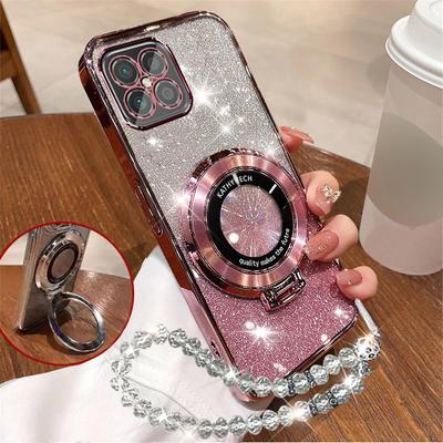 Brokatowa Kryształowa Bransoletka Uchwyt na Telefon Etui Dla Xiaomi Poco X6 Pro X3 NFC X5 F6 M6 Pro C65 F3 F4 Stojak Silikonowa Pokrowiec