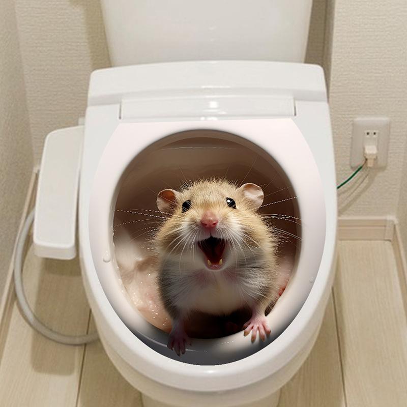 T750#Creative Animal Wall Sticker Bathroom Toilet Decor Living Room Cabinet Home Decoration Decals Beautify Self Adhesive Mural