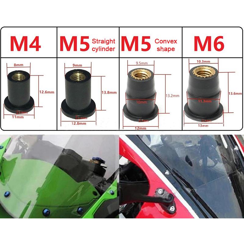 Motosiklet Ayarı Rüzgar Kalkanı Kauçuk Somun N4M5M6 Pirinç Somun Genleşen Kauçuk Kuyu Somunu Perçin Bağlantı Elemanı