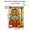 1D Flat Printing Garden Flag 1pc, Welcome Fall Pumpkins Garden Flag - Double -Sided Print, Durable Polyester Outdoor Decor