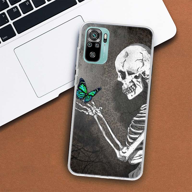 Retro Skull Butterfly Phone Case For Xiaomi Redmi 12 12C 10 10C 10A 9T 9C 9A 9 8 8A 7 7A 6 6A K20 K30 K40 Pro S2 Fundas Cover