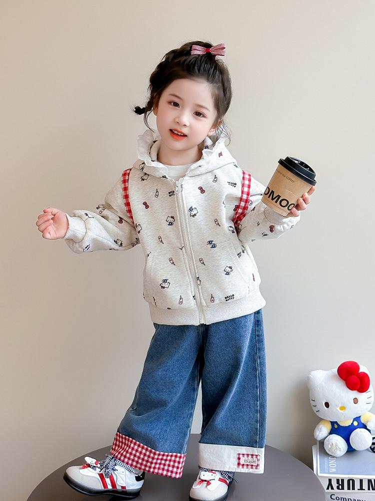 Dívčí kreslená krajková podzimní sada 2025: Nový módní ležérní outfit