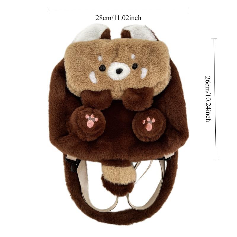 Cute Raccoon Fashionable Plush Backpack Detachable Shoulder Strap Bag Soft Cute Bag Anime Girl Plushie Backpack Bags for Woman