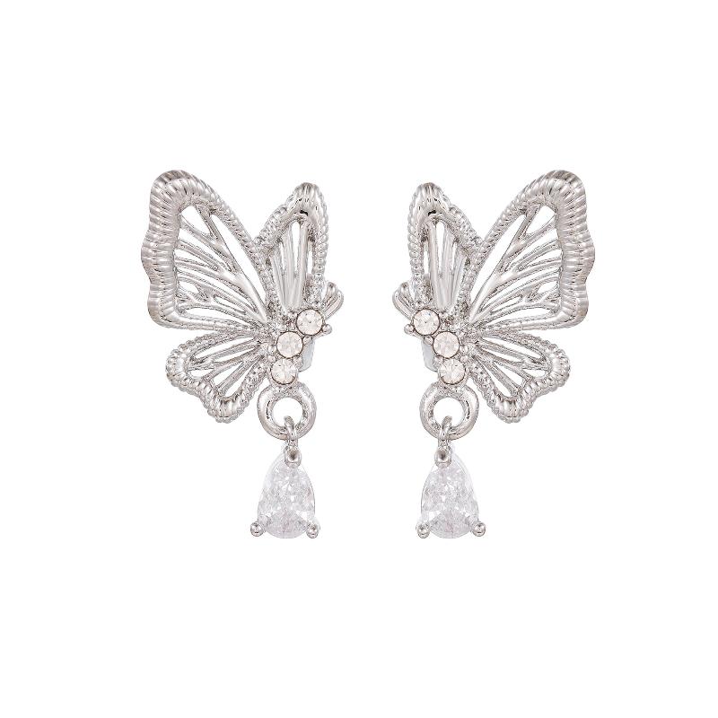 

1 Pair Elegant Zirconia Decorative Earphone Parts Diy Decoration Bow Rhinestone For Clip-On Earbuds Open Ear Accessories A1