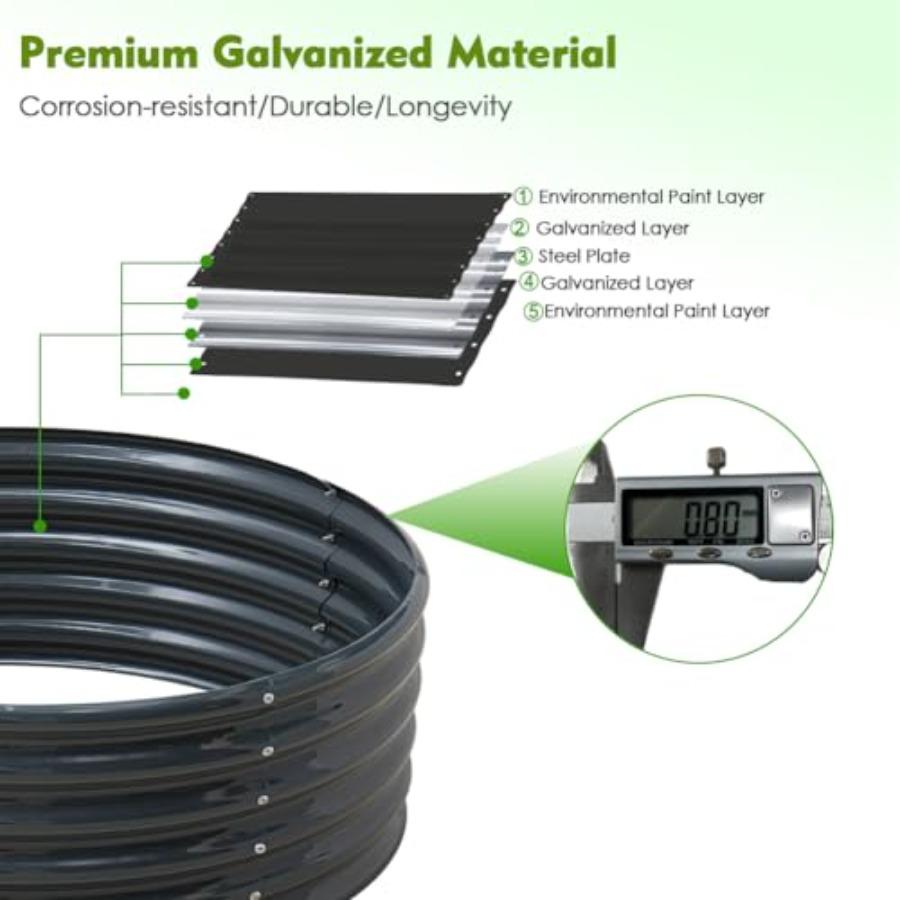 High Round Galvanized Raised Garden Bed Kit Box Dia 3 X H 1.5Ft 2 Pack Metal Outdoor Flower Bed Steel Patio Ground Planter for