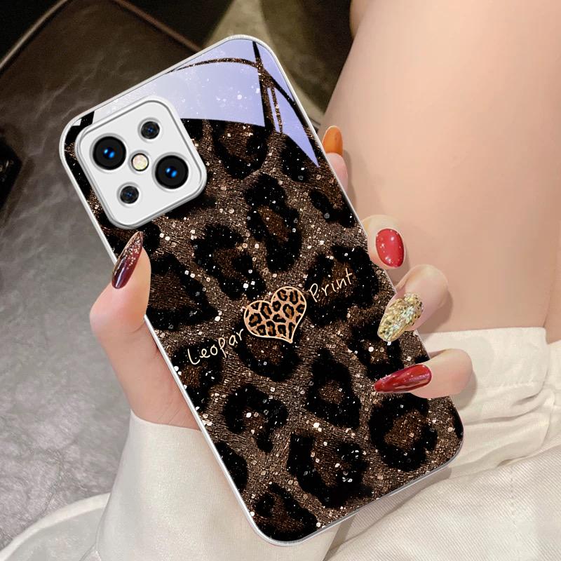 Leopard Spotted Love Green For Oppo Find X5 X8 Pro X3 Lite A72 58 73 54S F11 79 Reno 6 4Z 5G Nord N200 Tempered Glass Phone Case