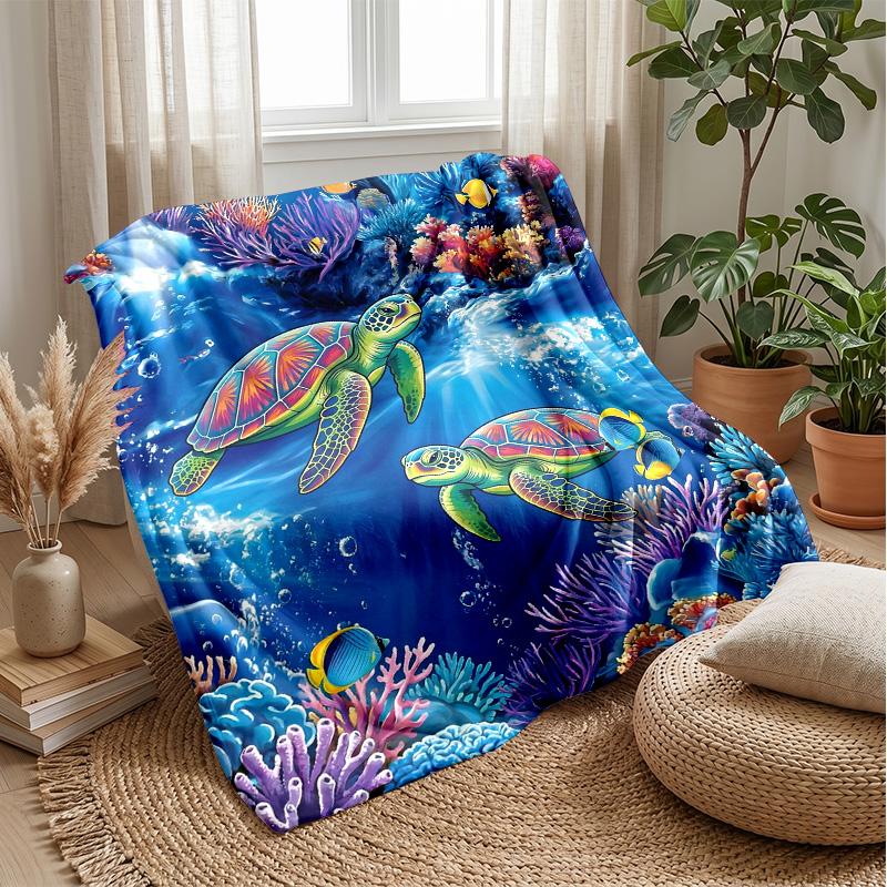 Ocean Heart Connection Theme blanket Lightweight Warm Flannel Blanket Decorative Throw Blanket for Home Decoration