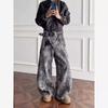 New Washed Star-printed Jeans for Men, Casual Wide-leg Long Pants
