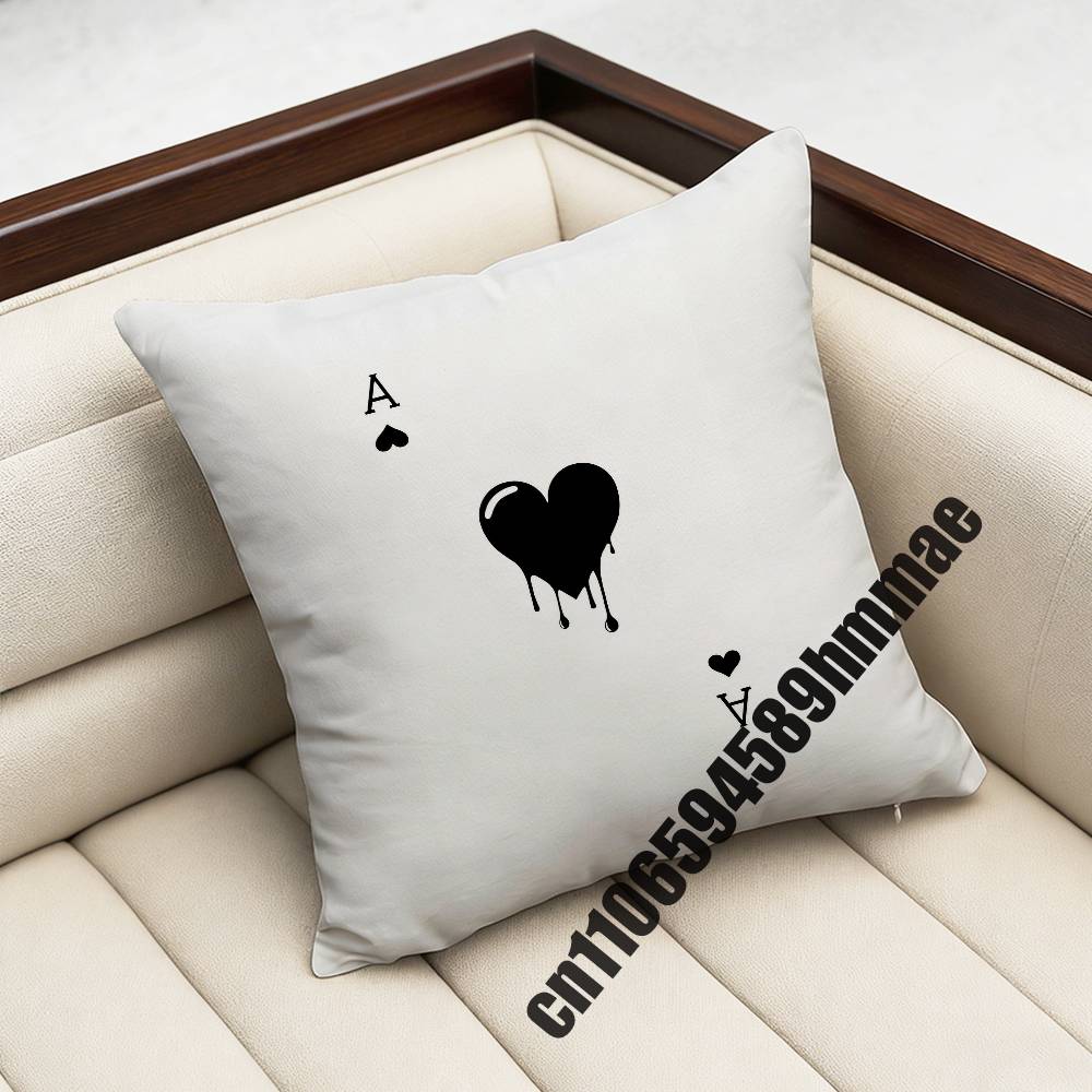 For Playing Cards Poker Red Heart Spades King Queen Throw Pillow Case Sham 45X45Cm 40Cm Square Car Pillowcase Pad Cushion Cover