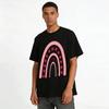 Pink Rainbow Print Casual Tee Loose Fit Versatile Top For Women Pure cotton T-shirt