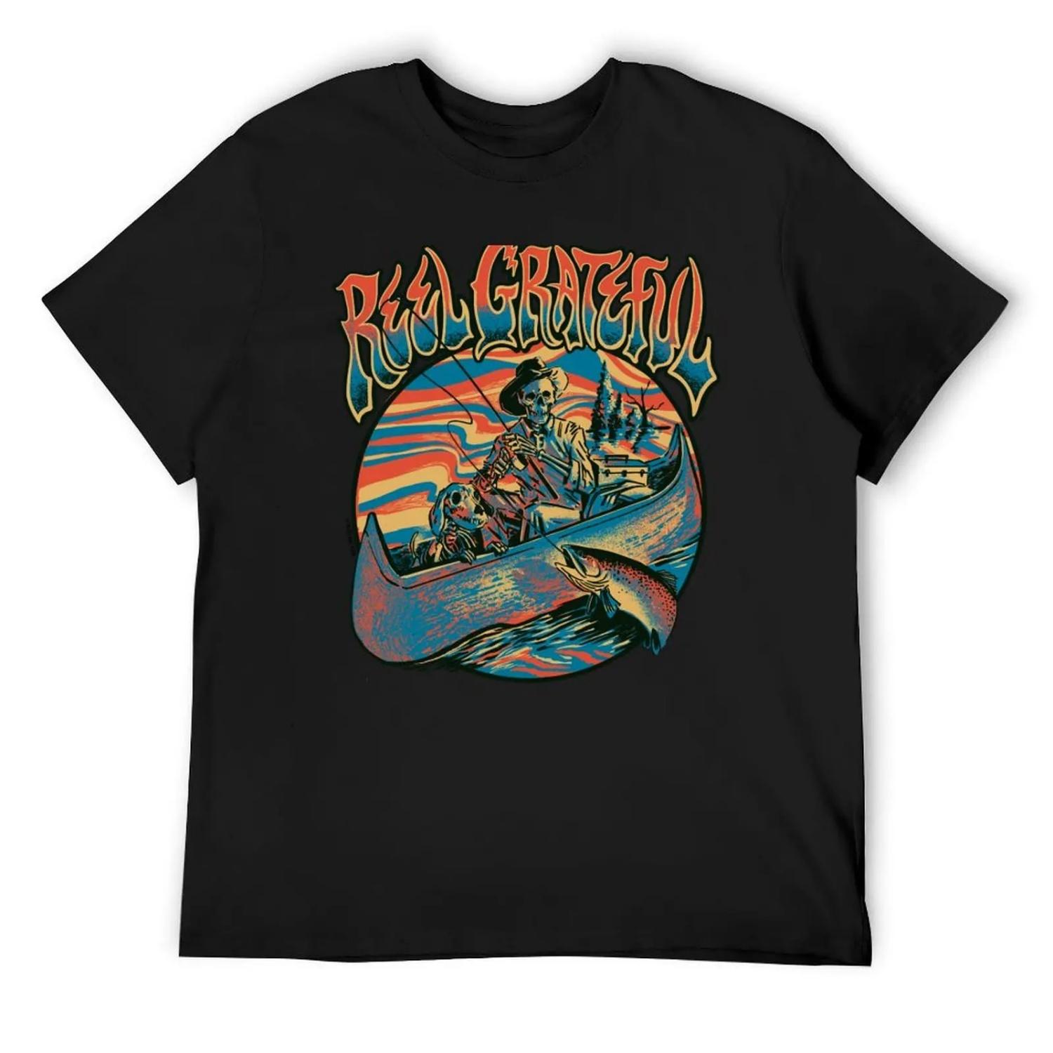 Reel Grateful Fishing Buds T-Shirt plain Man t-shirt anime oversized graphic tee mens funny t shirts S