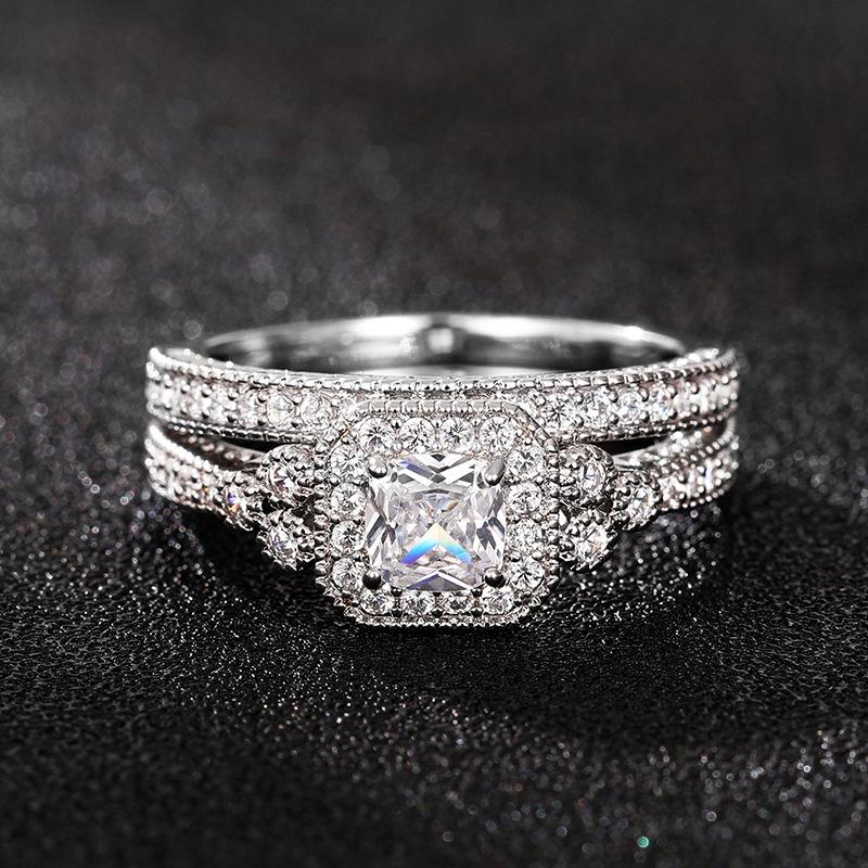 Geometric Design Timeless Womens Ring With Exquisite Zircon Embellishment In Premium White Gold And Gold Finishes Ideal Any For