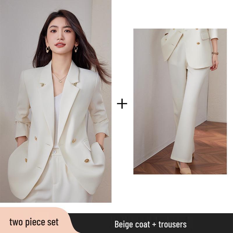 Women's High-End White Loose Silhouette Suit Set, 2025 Spring/Autumn Collection
