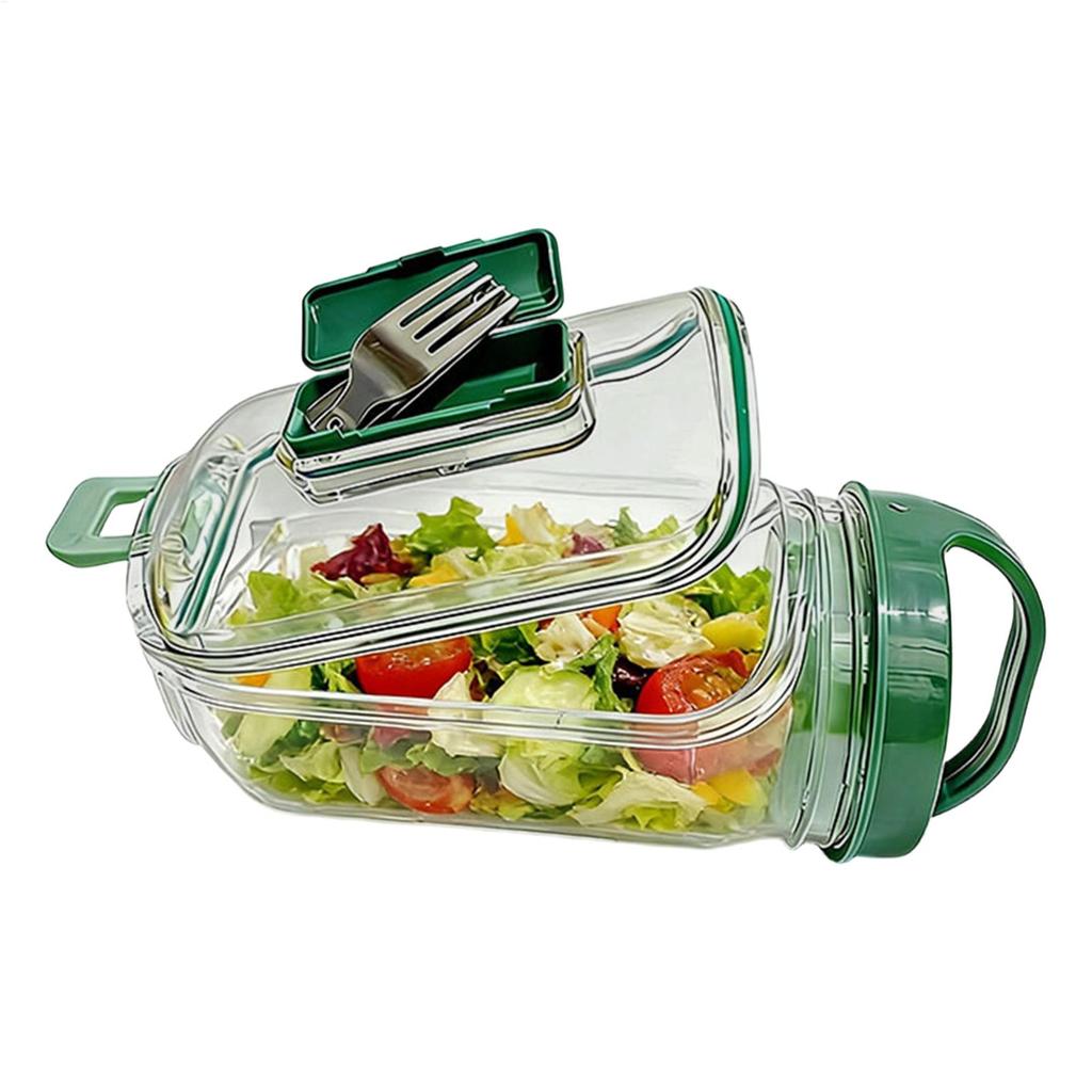 Leakproof Salad Po Salad Jars Meal Fruit Salad Container with Side Hatch Bowl and Dressing Cup for Kitchen Outdoor Picnic Lunch
