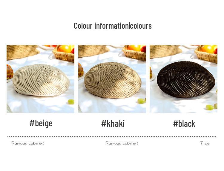 Qin Lan Stil Sommer Stroh Baskenmütze – Atmungsaktiver, Sonnenschutz-Gesichtsbedeckungshut für Frauen, Koreanische Version